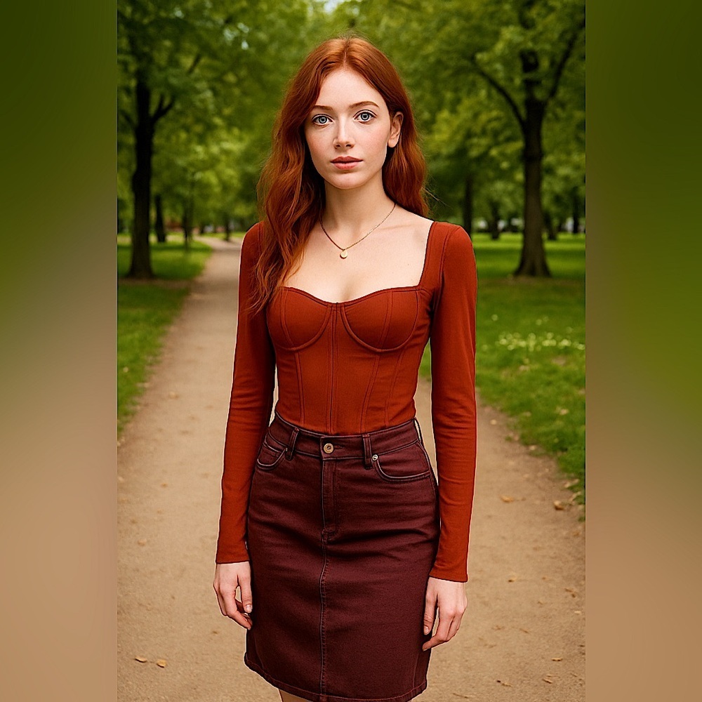SHEIN Brown Mesh Top and Skirt Set Large - Picture 11 of 11